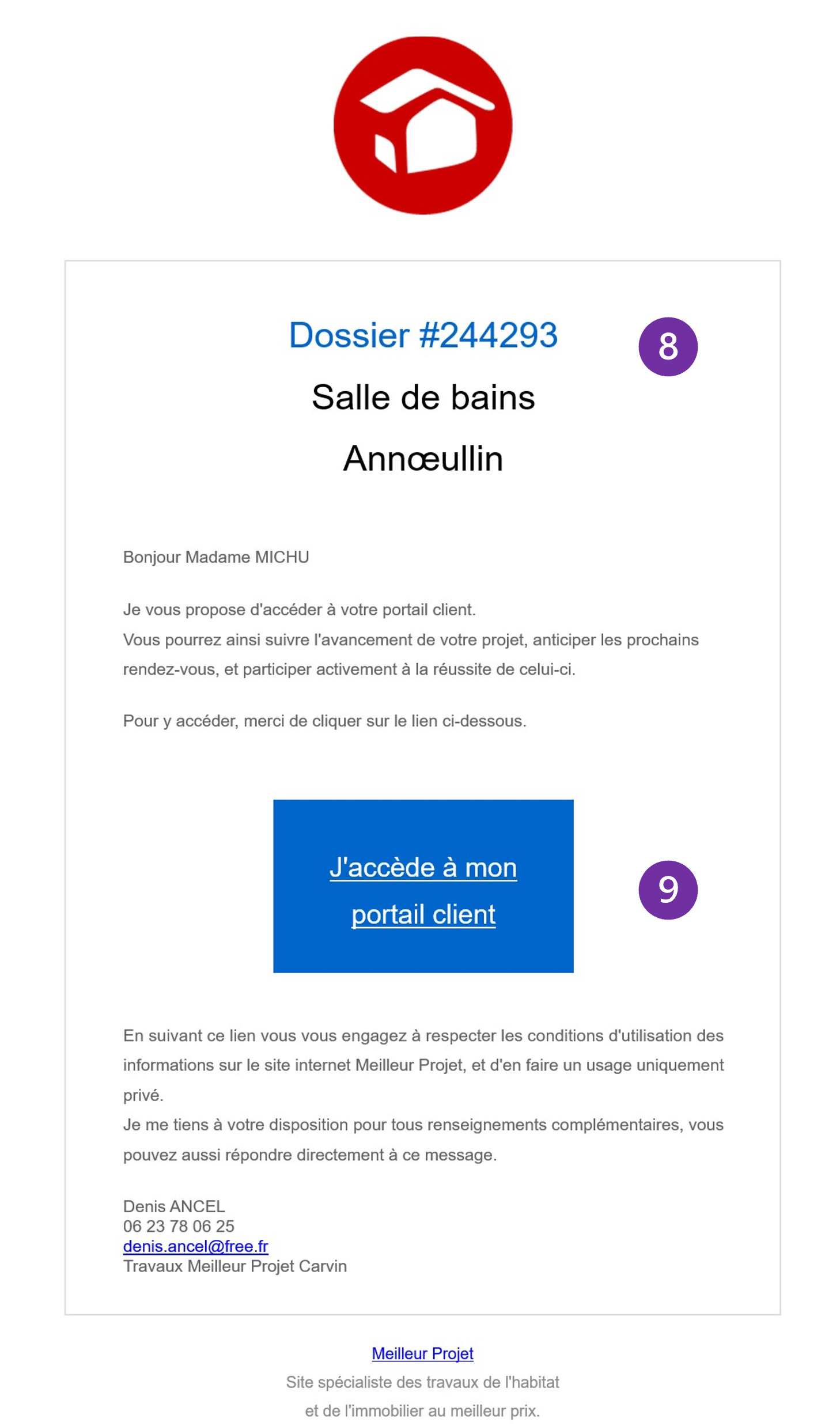 Acces portail client icone email client