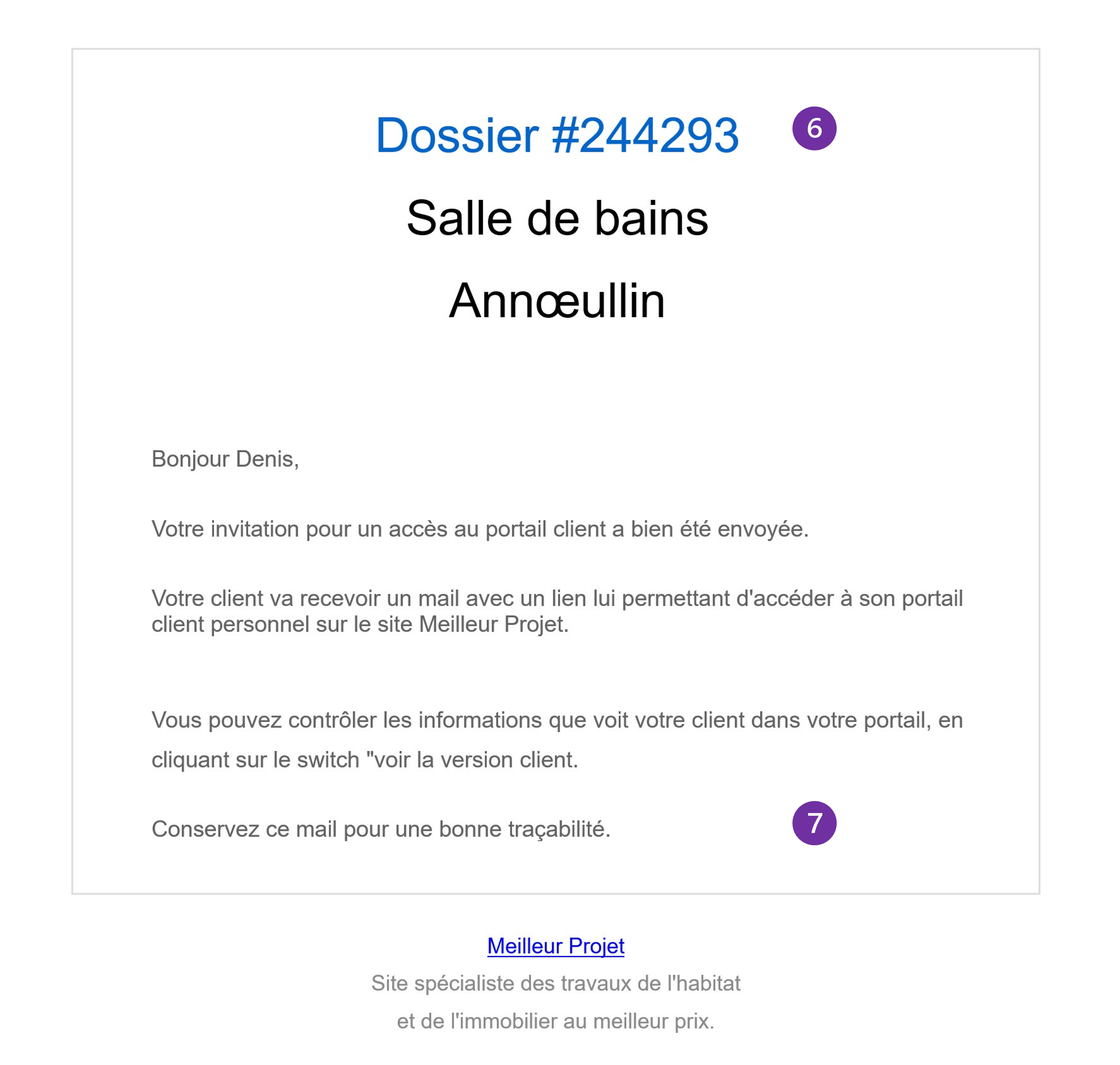 Acces portail client icone email de confirmation