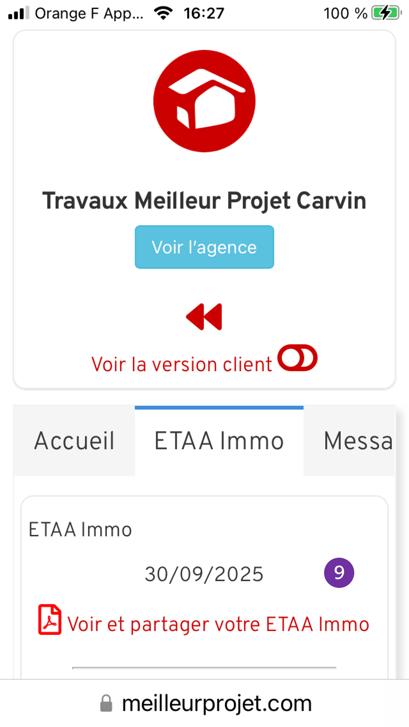 Ajouter un ETAA Immo accessible dans le portail