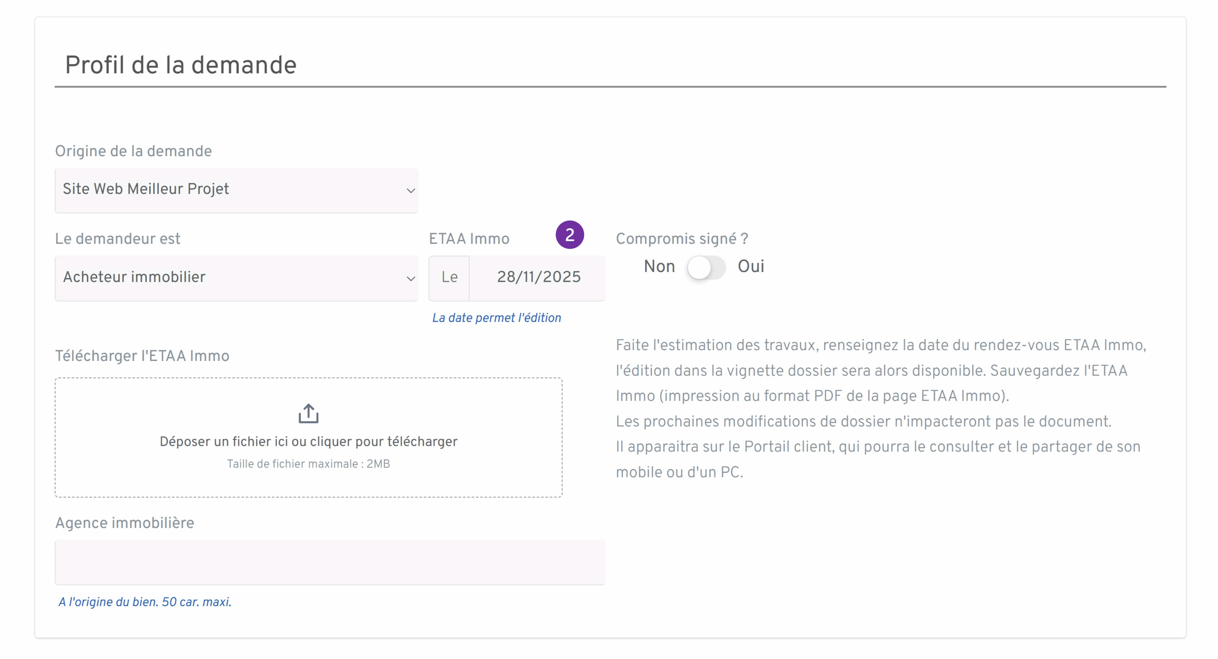 Ajouter un ETAA Immo dater le document scaled