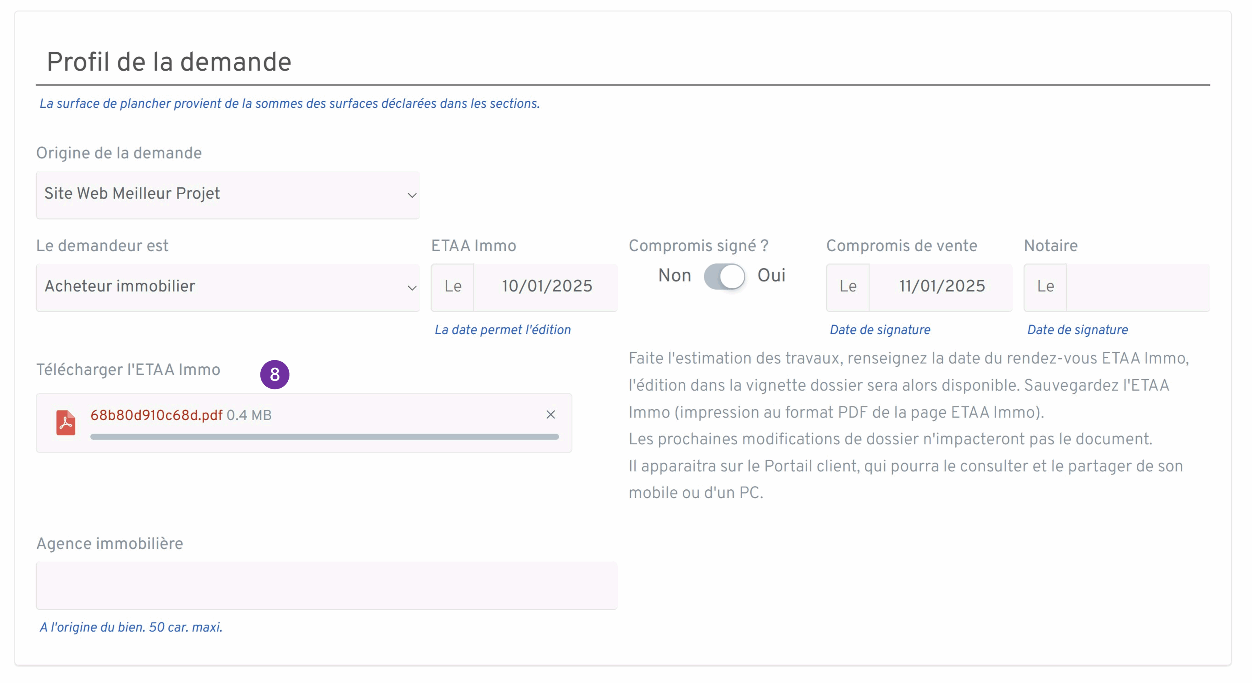 Ajouter un ETAA Immo enregistrer dans le dossier scaled