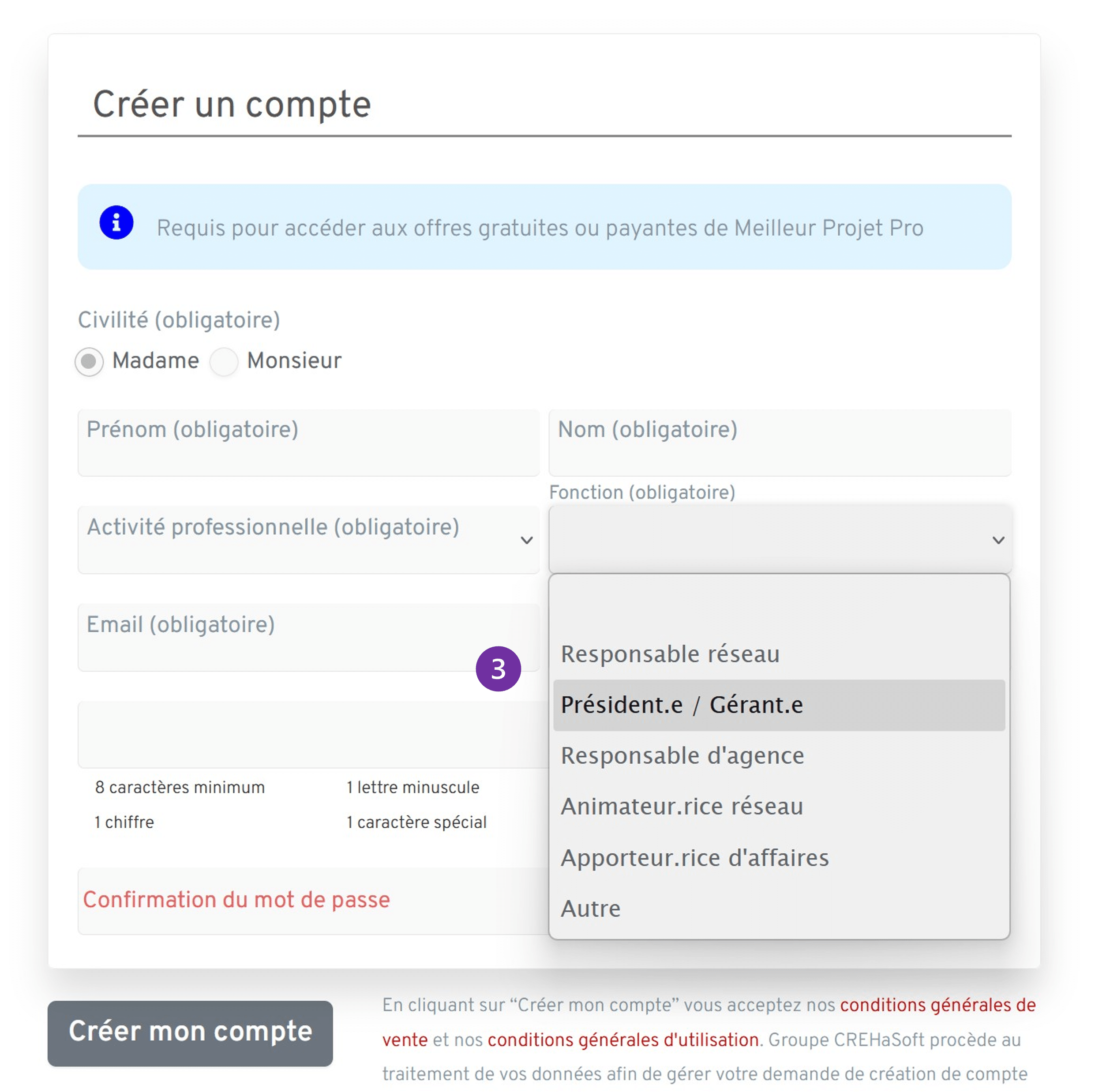 Inscription Fonction