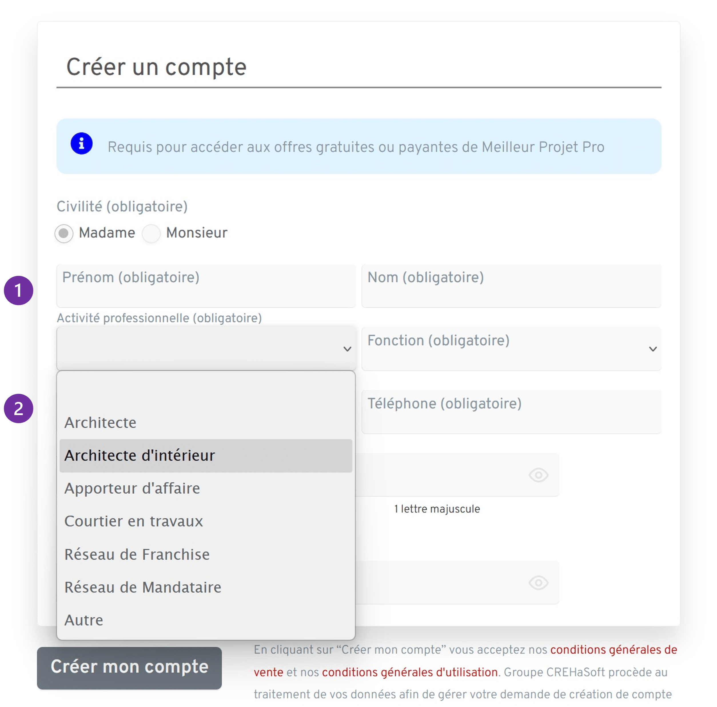 Inscription activite 1