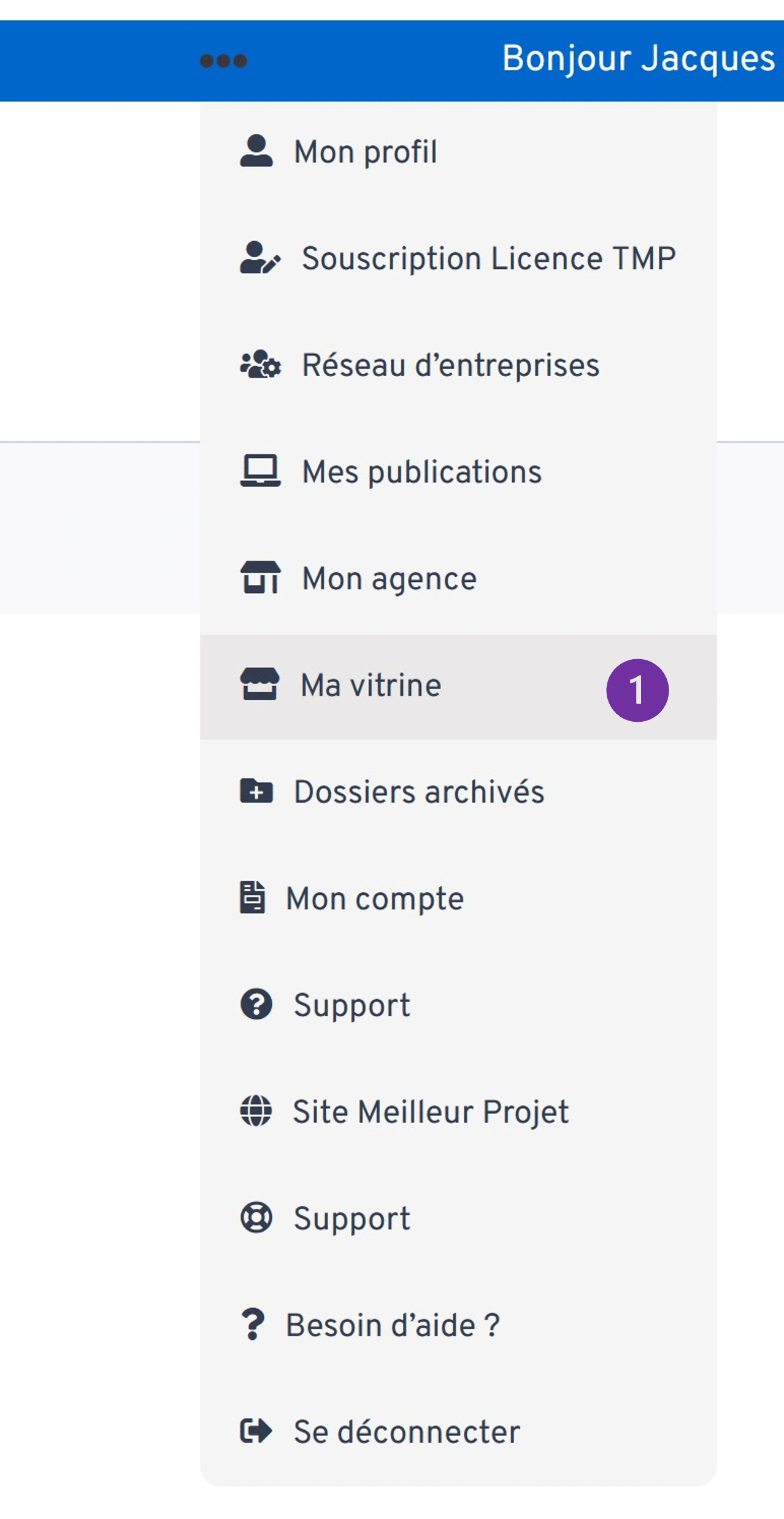 Menu secondaire Vitrine Menu secondaire Vitrine
