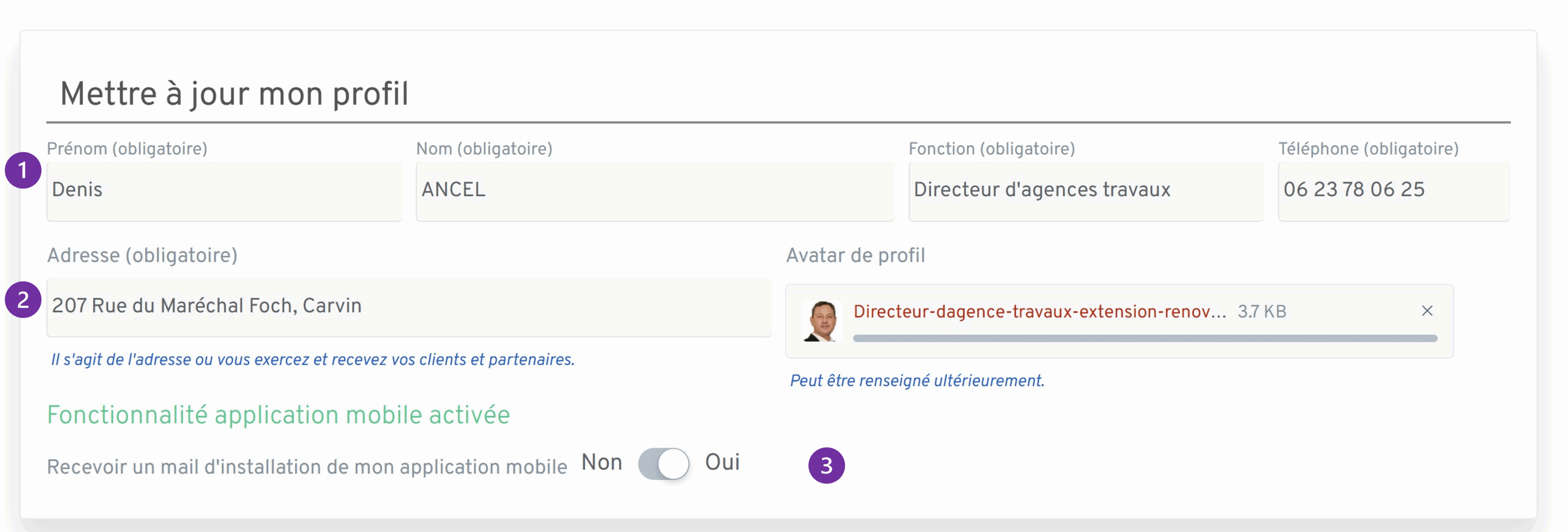 Section Mettre à jour mon profil Section Mettre a jour mon profil scaled