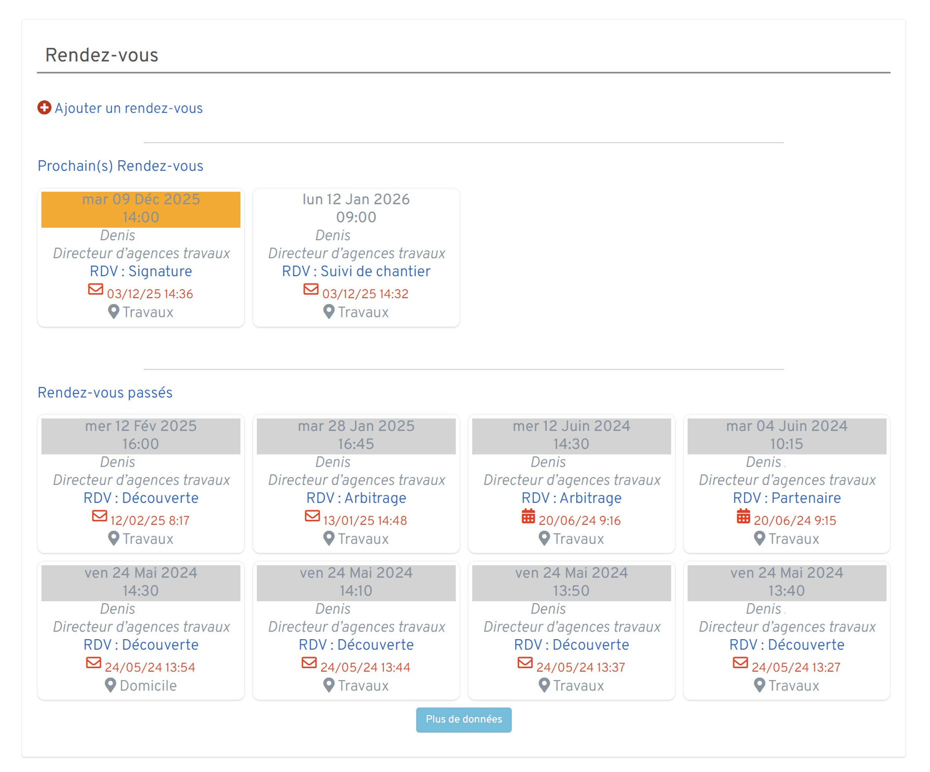 Dossiers clients 8 Dossier client Rendez vous