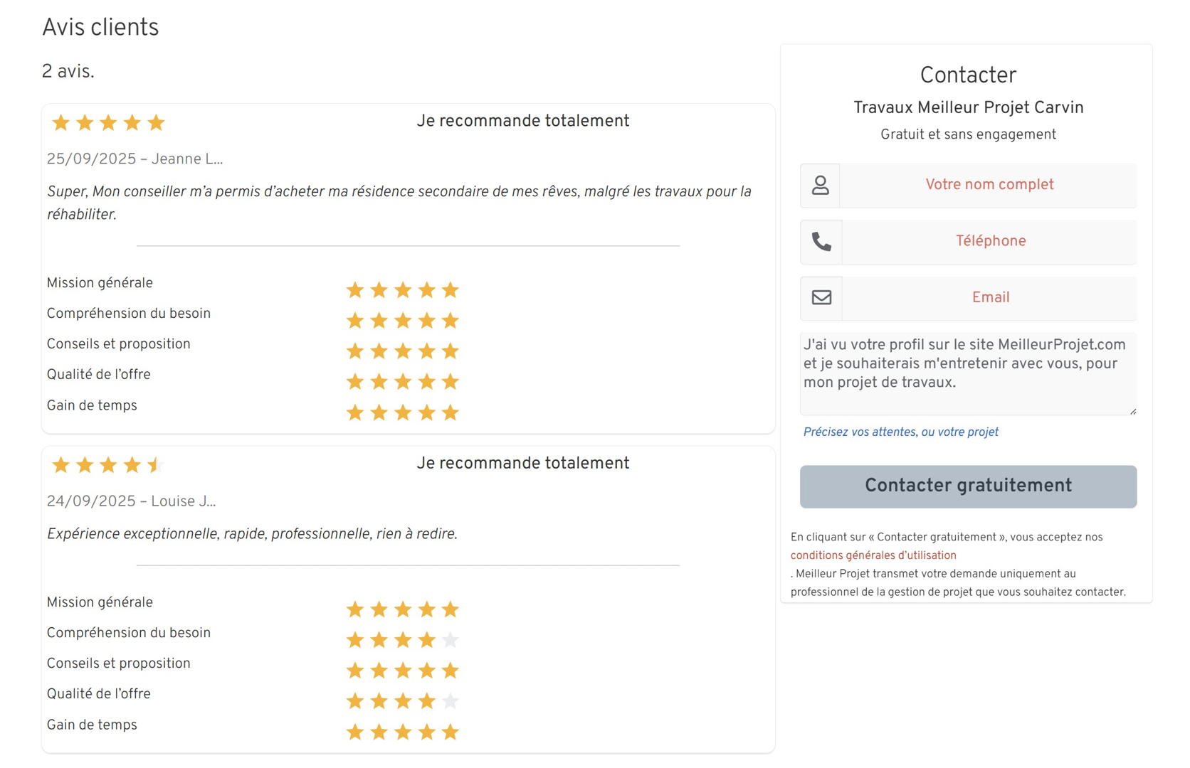 Evaluations Clients 6 Evaluation client Vitrine