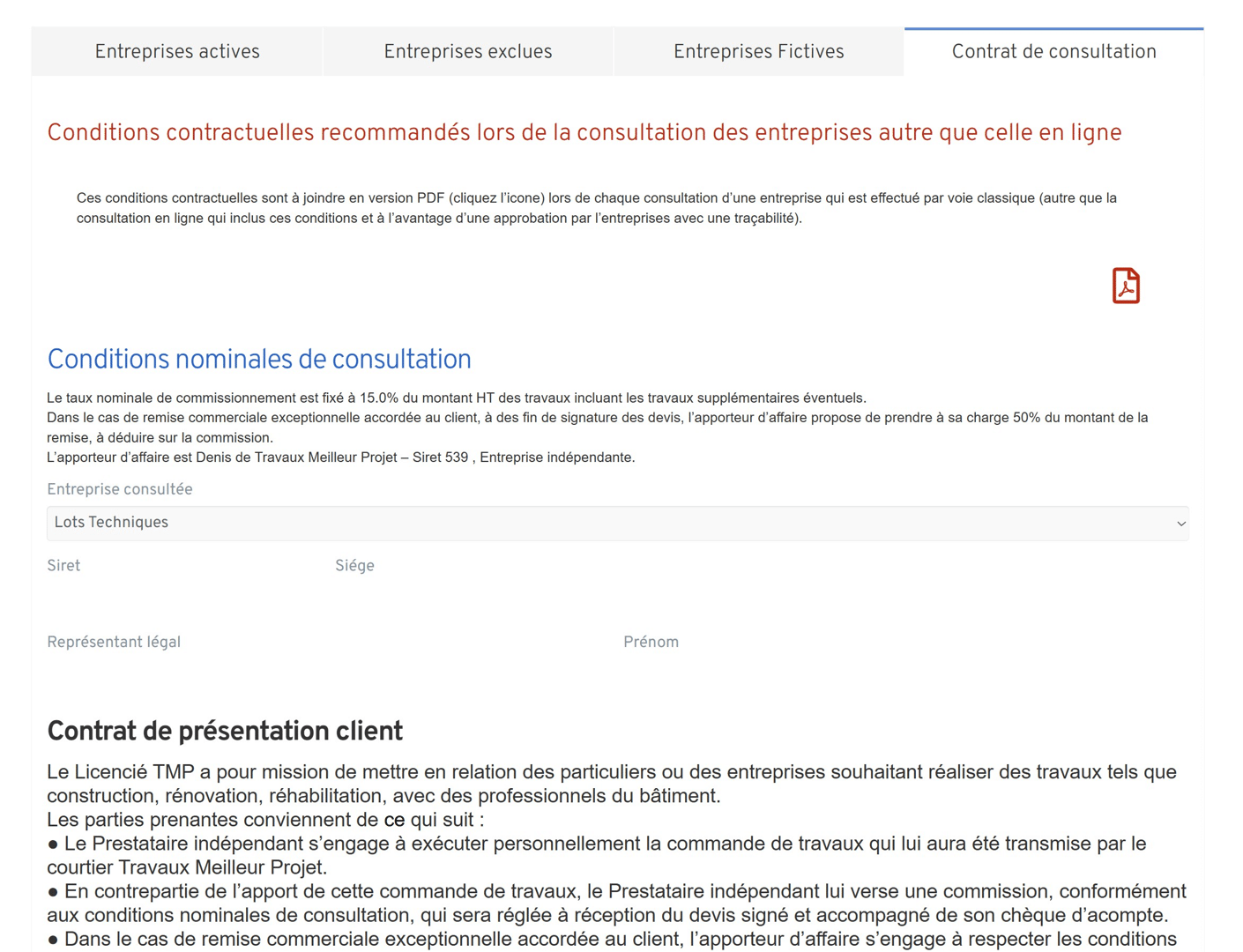 Réseau d'entreprises 6 Reseau dentreprises Edition des contrats de consultation